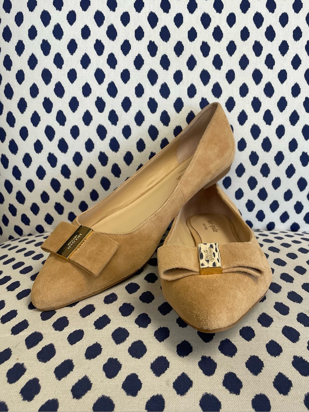 Kate Spade Norah Tan Suede Bow Ballet Flats Size 9.5